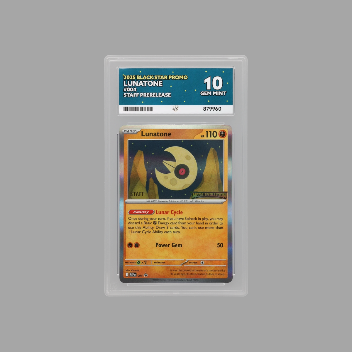 Lunatone Staff Prerelease Black Star Promo #004 ACE GEM MINT 10