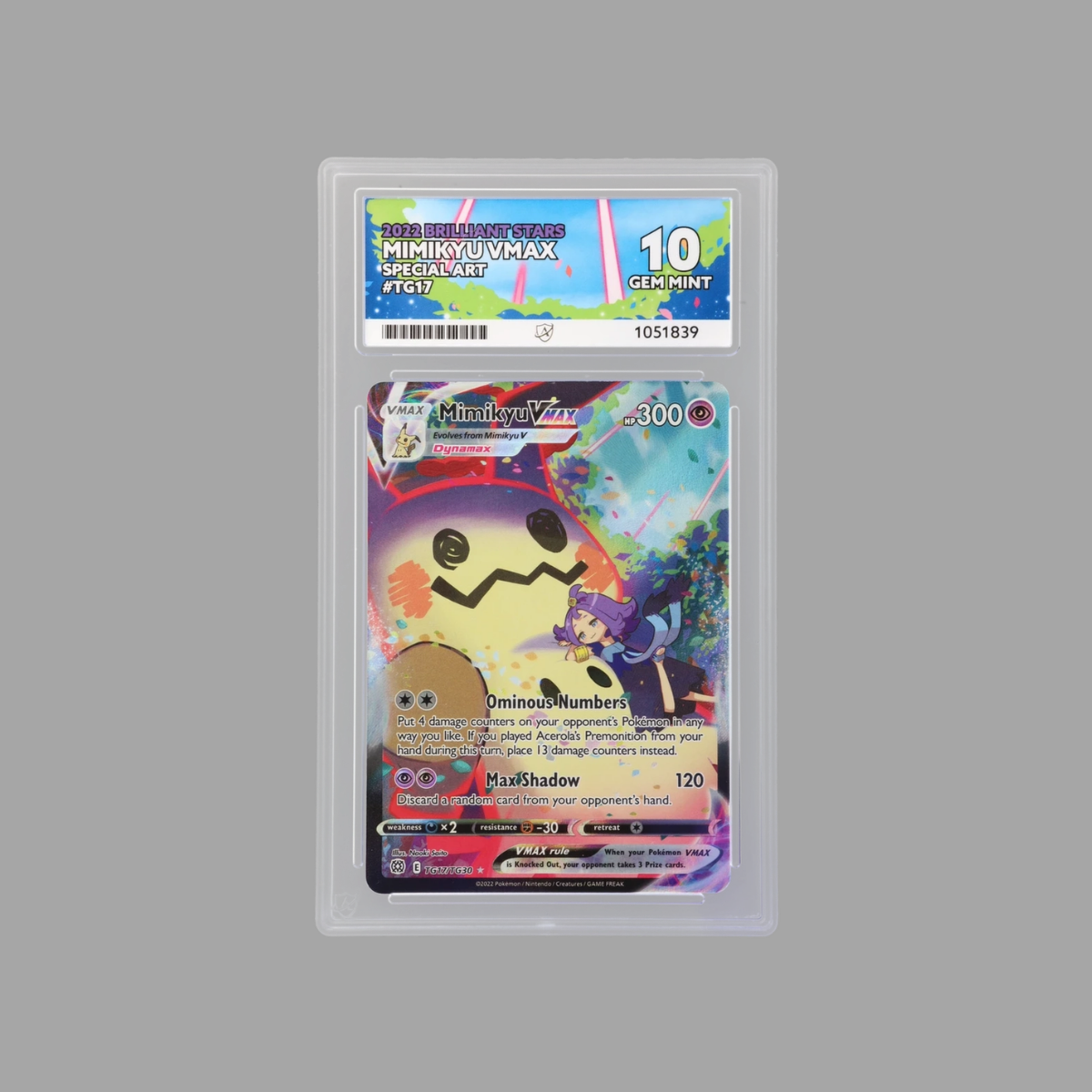 Mimikyu VMAX #TG17 Special Art Brilliant Stars ACE GEM MINT 10